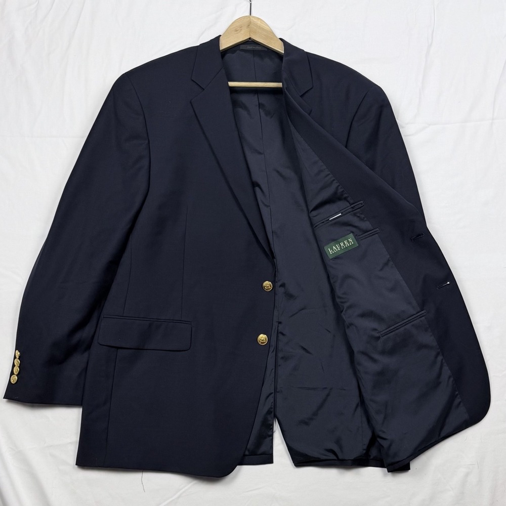 Lauren Ralph Lauren Navy Blazer 46R Gold Buttons Wool Executive Formal